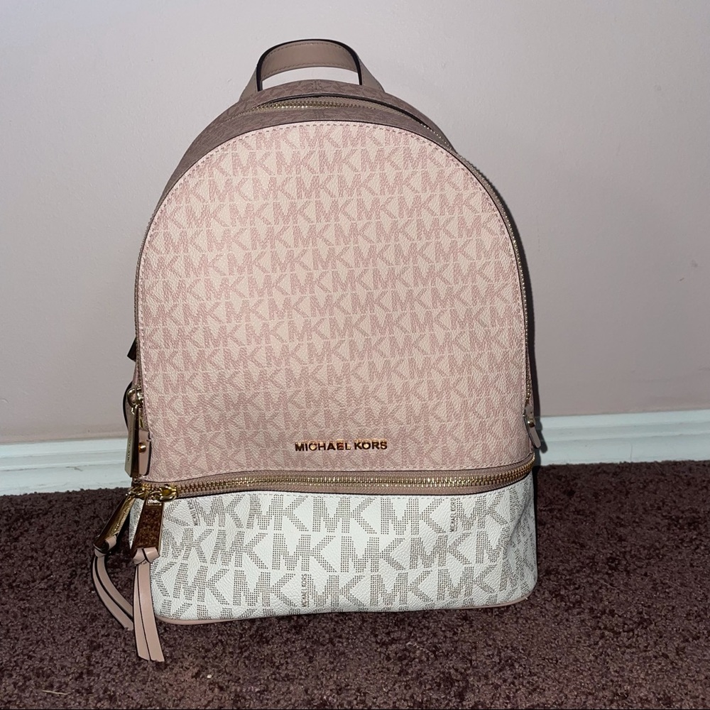 Michael Kors Pink Colorblock Logo Backback